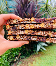 Load image into Gallery viewer, Gluten free muesli bar. Baked with roasted chickpeas, coconut, cranberry, cinnamon, ginger, cardamom. Vegan, gluten free, high protein bar